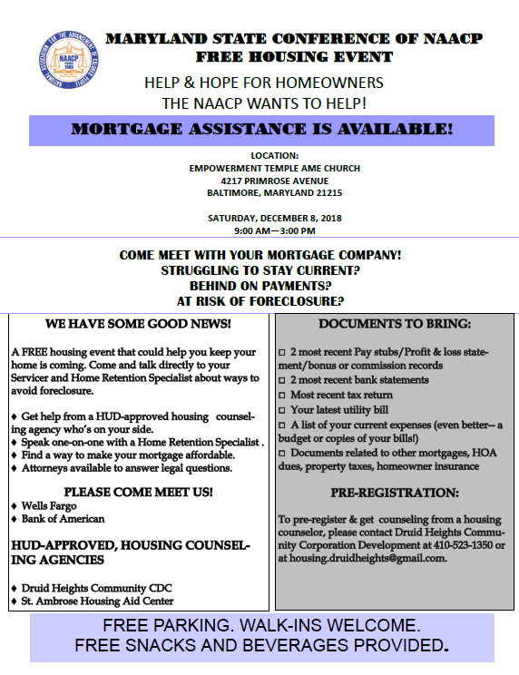 Maryland State Conference OF NAACP Free Housing Event