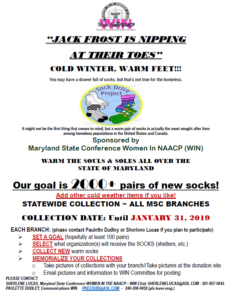 2nd Annual Statewide collection of Warm Socks for the Homeless/Needy