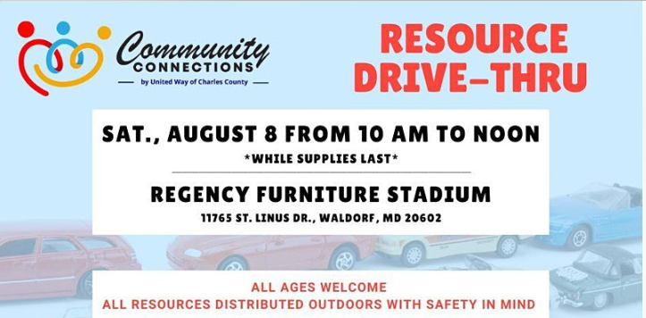 Resource Drive-thru on August 8 from 10 a.m. to 12 p.m.
