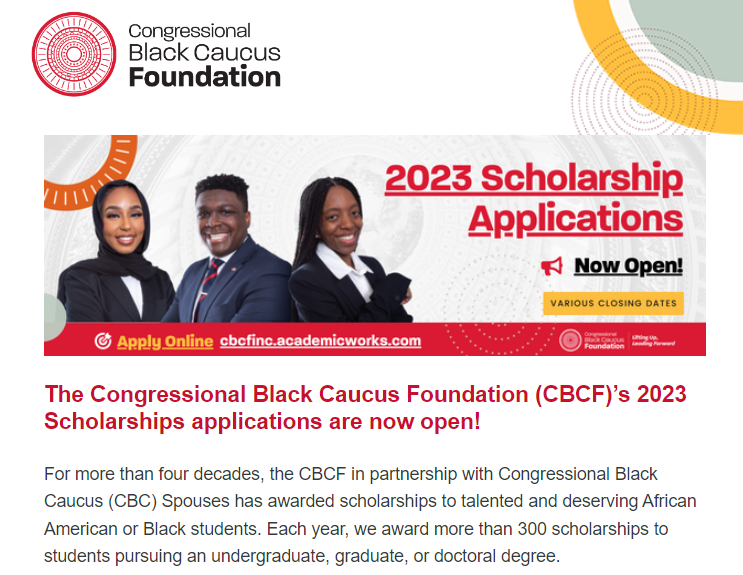 NOW OPEN! 2023 CBCF Scholarship Applications